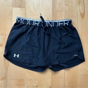 Under Armour Women's Black Athletic Tie Shorts with Graphic Elastic Band size S
